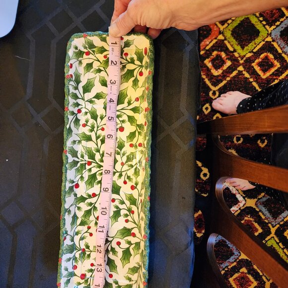 Handpainted Ceramic Holly Berry Planter Set With 3 Square Pots & Tray Holiday De - Picture 5 of 10